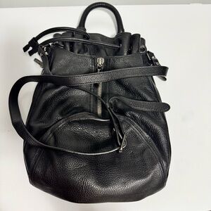Wilfred Black Pebbled Leather Drawstring Tote